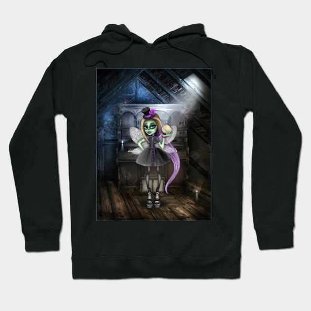 Goth fairy and piano Hoodie by Paciana Peroni